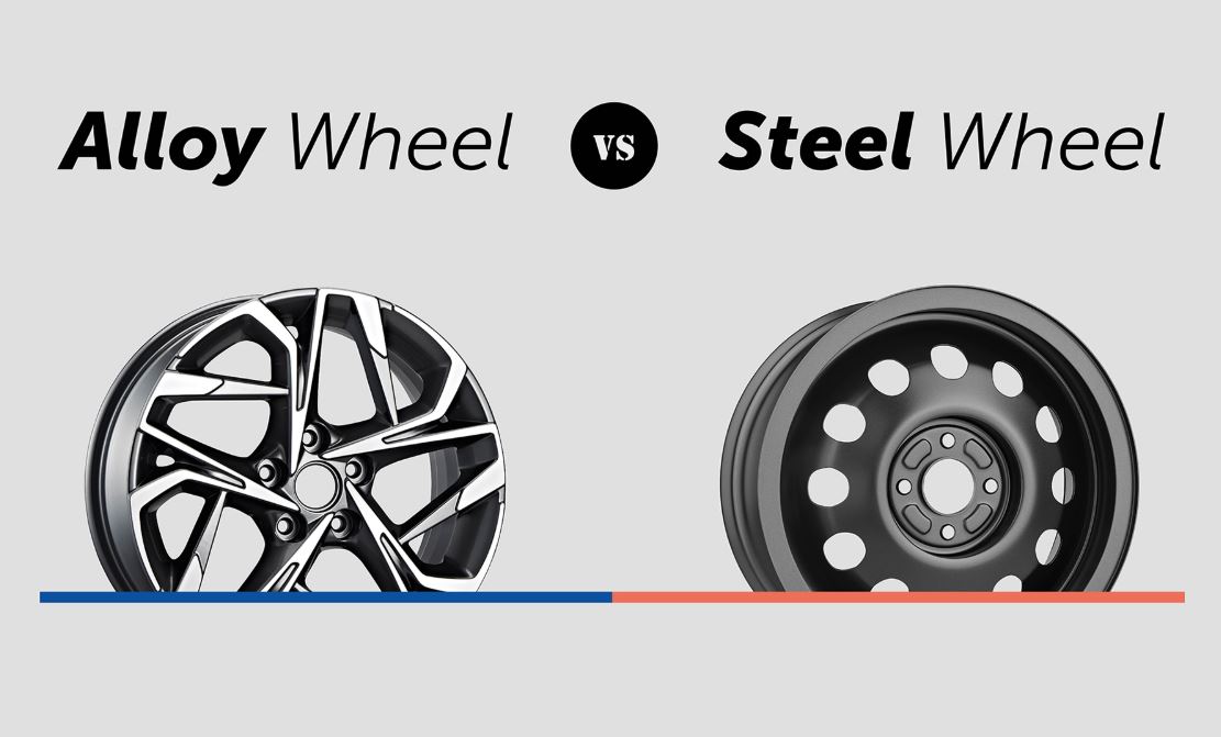 Steel wheels are stamped and welded from sheet steel.